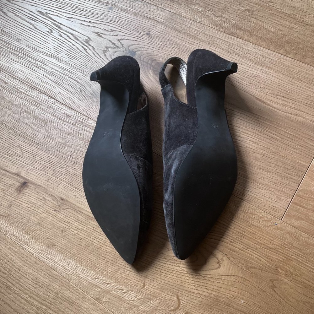 Jeffrey Campbell Slingback Kitten Heels - Dark Grey Suede Size 7.5 - Picture 3 of 5